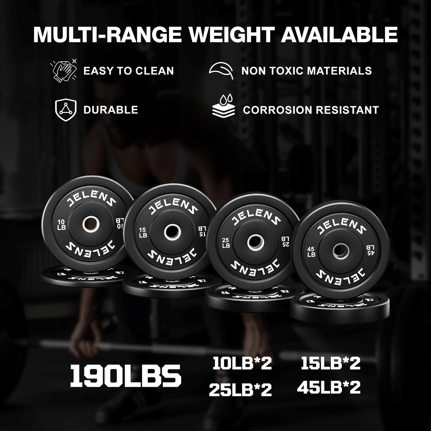 JELENS Home Gym System, 150LB Weight Stack Smith Machine with LAT Pull-Down & Leg Press, All-in-One Strength Training Equipment, Workout Station for Workout (Black, 190LBS Black Weights Package)