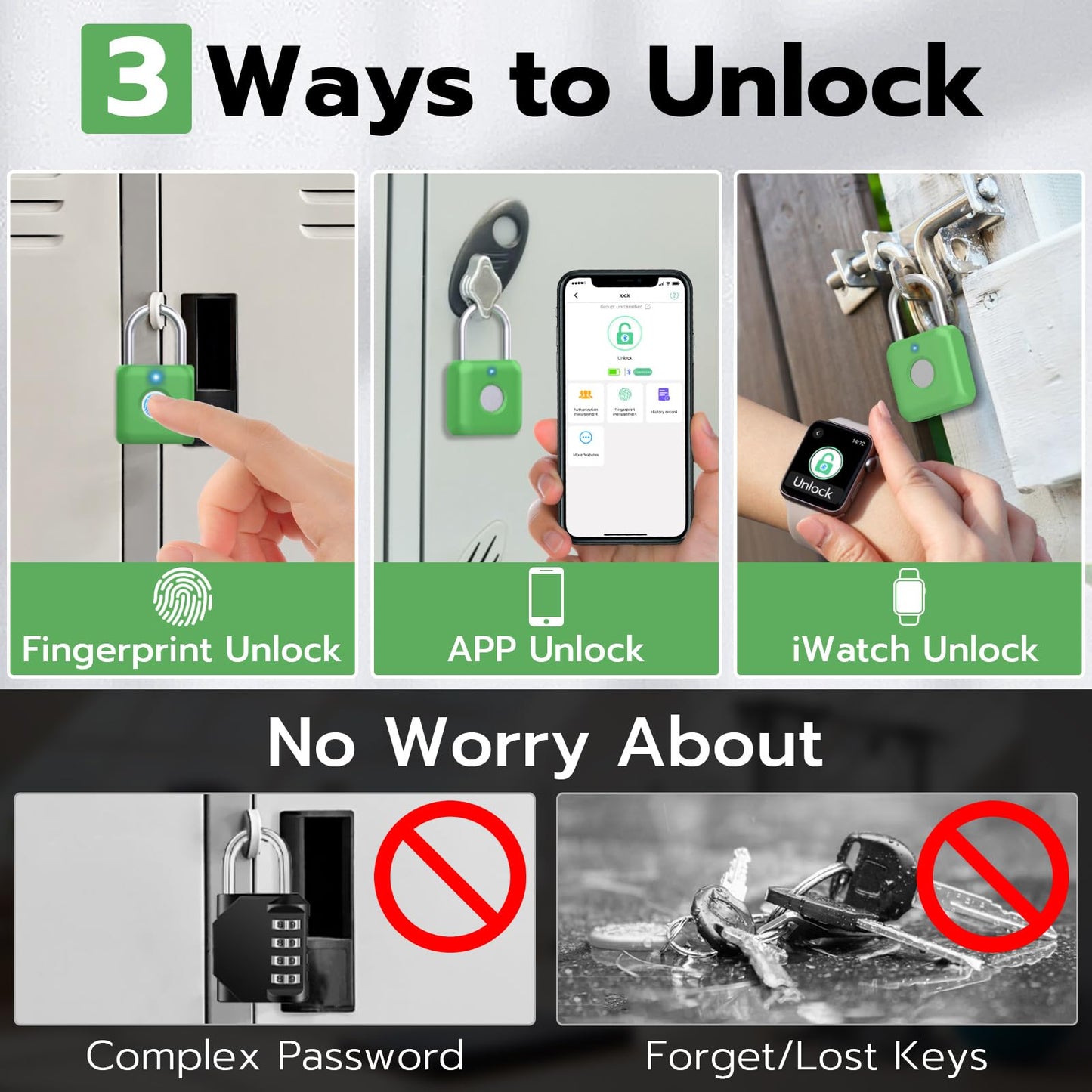 Fingerprint Padlock,Gym Locker Lock,Smart Padlock with APP Unlock,Fingerprint Lock USB Rechargeable for Gym Locker,Locker, School,Storage, Luggage