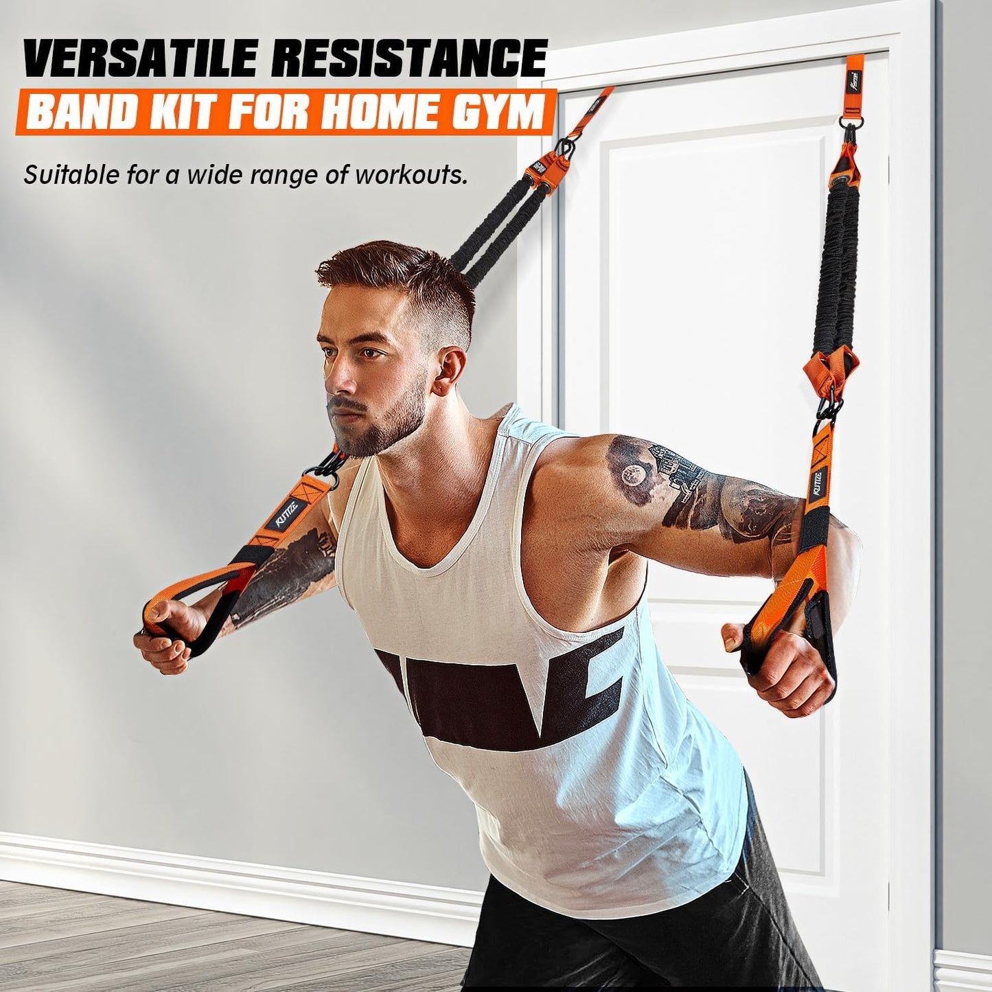 KUTIZE Resistance Bands, Exercise Bands with Handles, Door Anchor, Heavy-Duty Tricep Workout Equipment for Pushdowns, Bicep Curls, Face Pulls, Home Gym Equipment Training for Back, Abs, Triceps