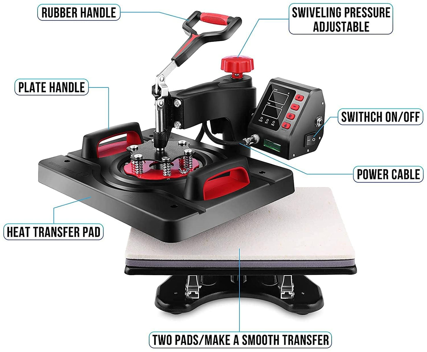 AKEYDIY Professional 8 in 1 Heat Press Machine Sublimation Machine 12" X 15" Shirt Press Machine 360° Swing Away - Industrial-Quality Digital Sublimation Heat Press Machine for T Shirt Mug Hat Plate