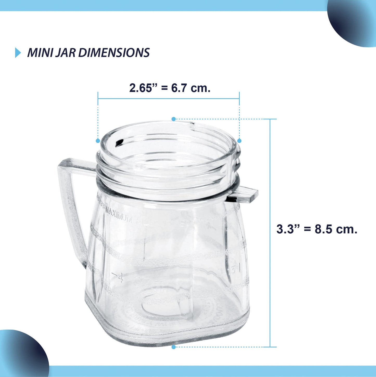 Replacement Mini 1-cup Clear Plastic Jar by CarterTM, fits most Oster Blenders (2 Pieces)