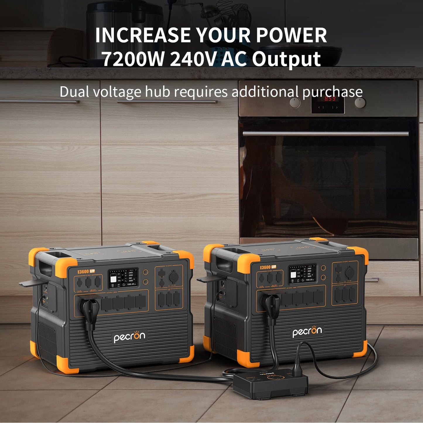 PECRON Portable Power Station 3072Wh E3600LFP, 5x3600W AC Outlets Power Station, LiFePO4 Battery Backup Expanded to 18.43kWh, Fast Charging Solar Generator for Home Use, RV, Camping, CPAP, Emergencies