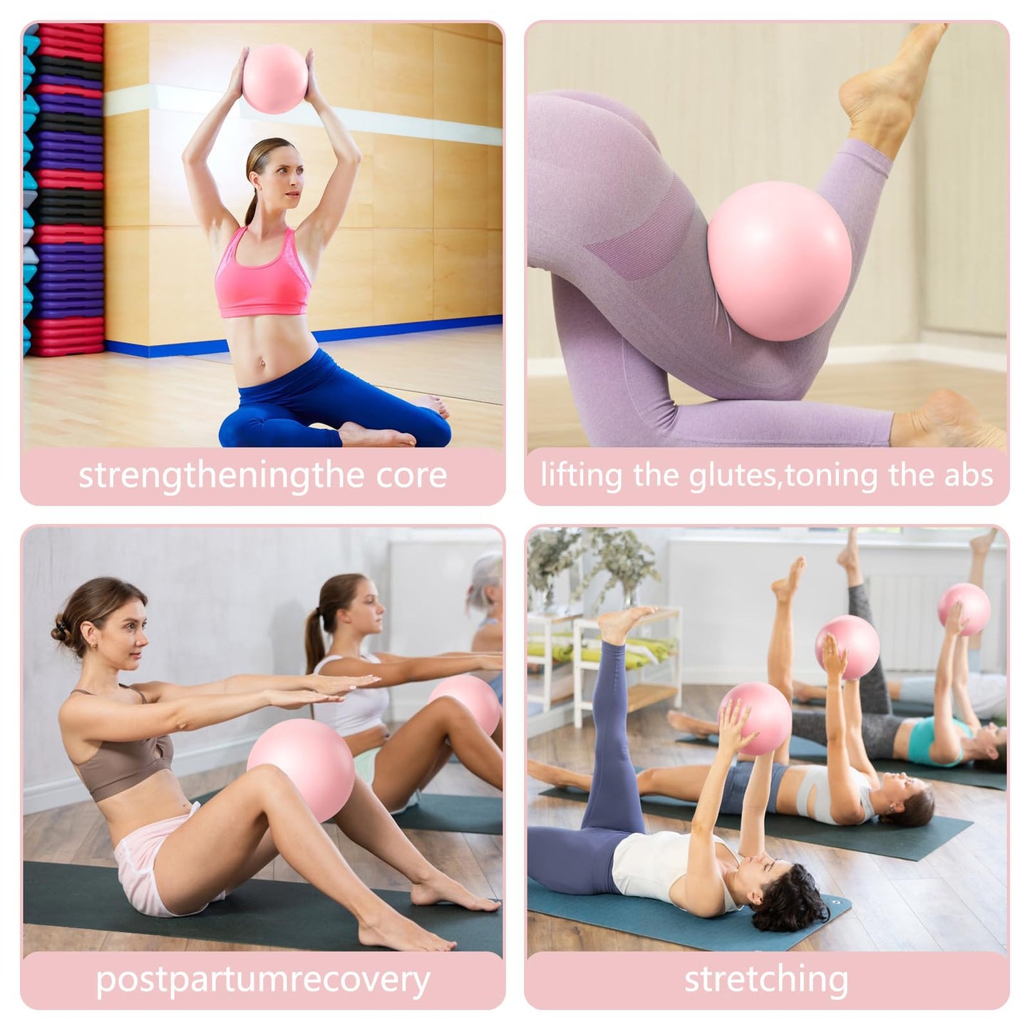 DxnuZro 9 Inch Pink Pilates Ball, Exercise Stability Yoga Ball Small Exercise Ball with Air Pump for Core Workout, Balance Training, Home Gym, Office, Physical Therapy