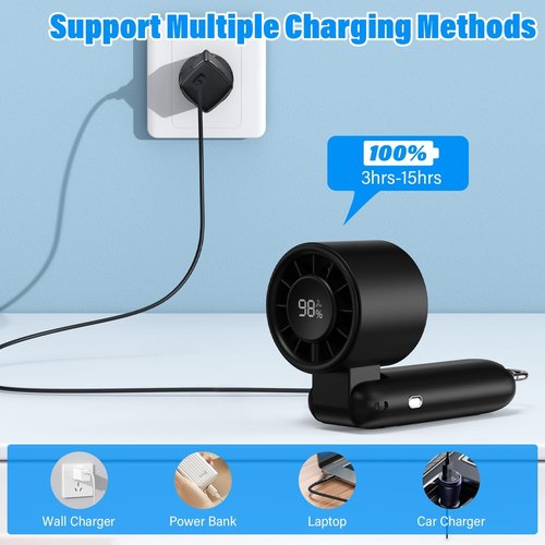 **TurboFan 4-in-1 Portable Handheld Fan - 10000RPM High-Speed, 180° Foldable, 15H Battery Life**