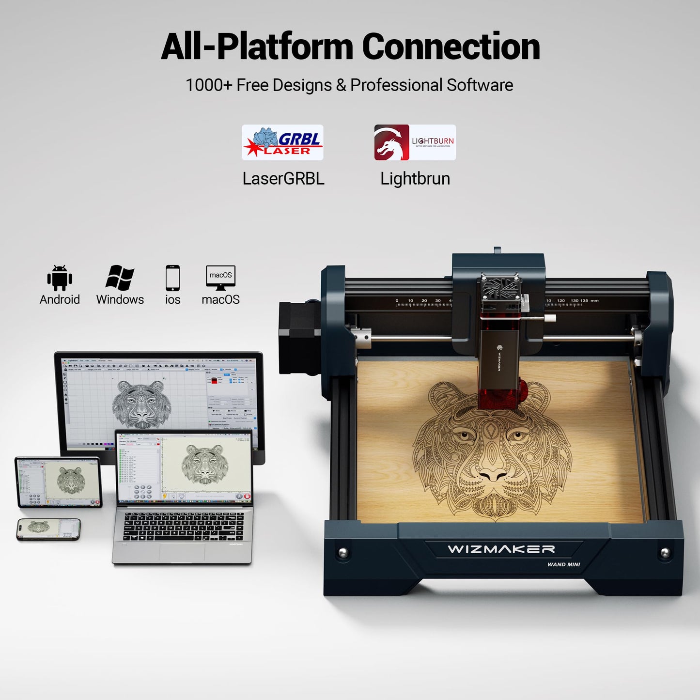 Wizmaker Entry-Level Laser Engraver, 3500mW Laser Engraver,0.04mm Spot Size,12000 Mm/Min Processing Speed, Supports Wi-Fi/Hotspot/USB Connections, Ideal for Home, Studio, Market, and Desktop