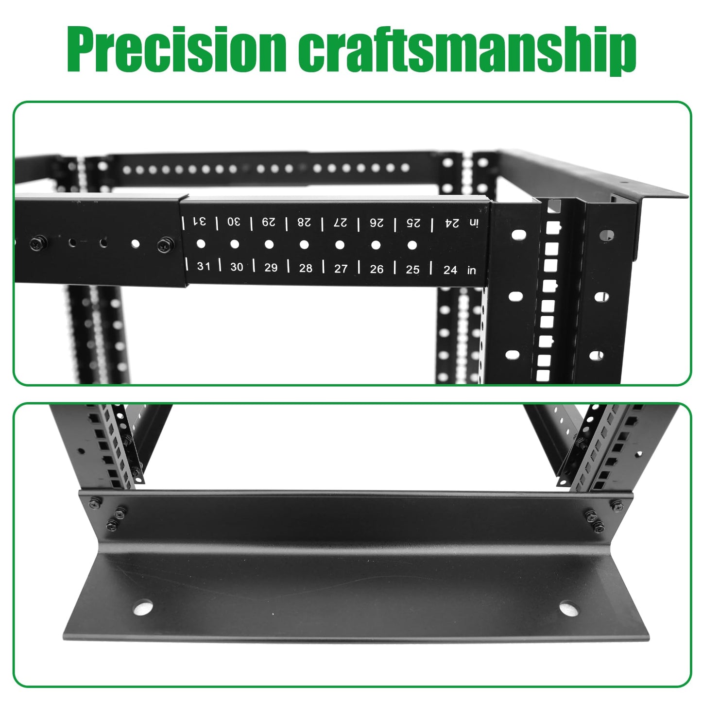 4-Post 15U Open Frame Server Rack for 19" IT Network Equipment & A/V Devices，22"-35" Adjustable Depth，Heavy Duty Free Standing Rack for Servers & AV Gear