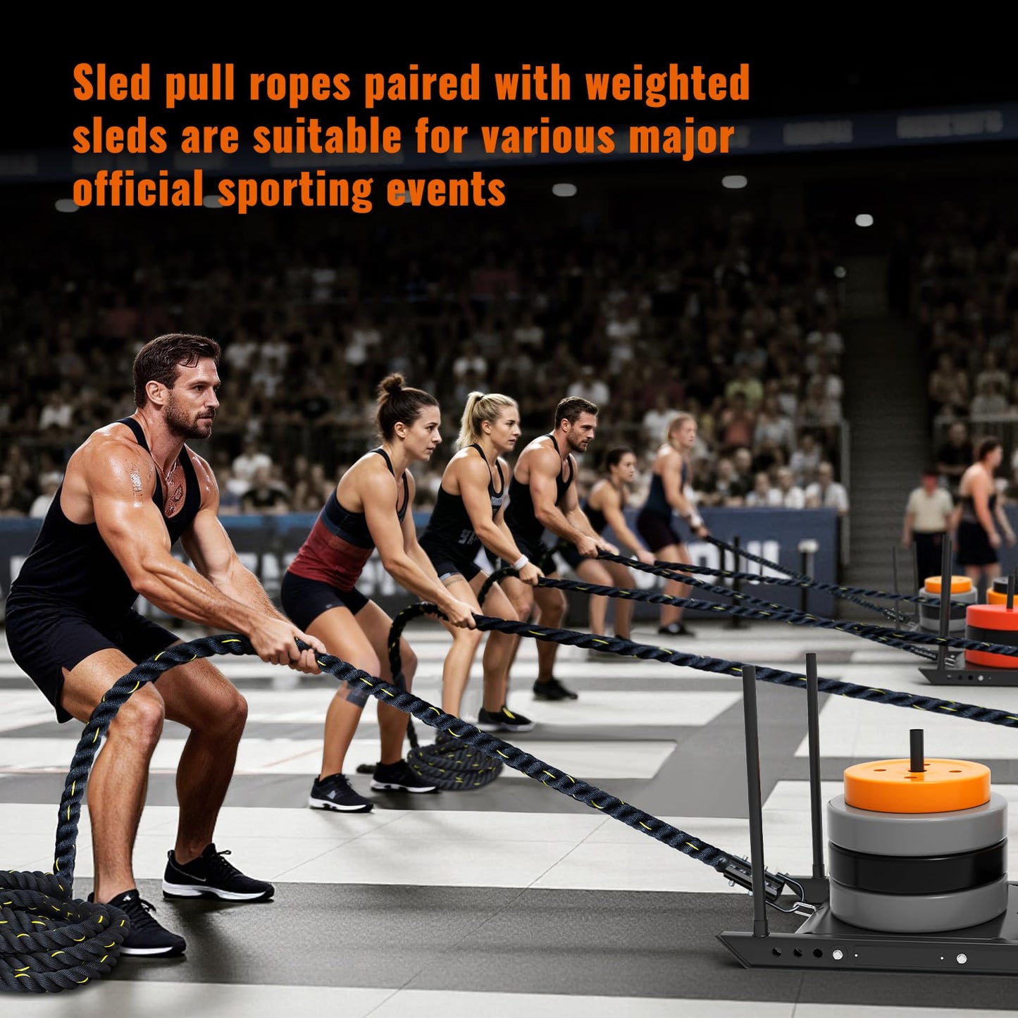 SOHIDAS 40FT Weight Sled Rope Workout Sled Pulling Ropes, Sled Push Gym Equipment Weight Sled Pull Rope for Training Tire Pulling Workout Fitness Resistance Football Exercise Equipment for Men Women