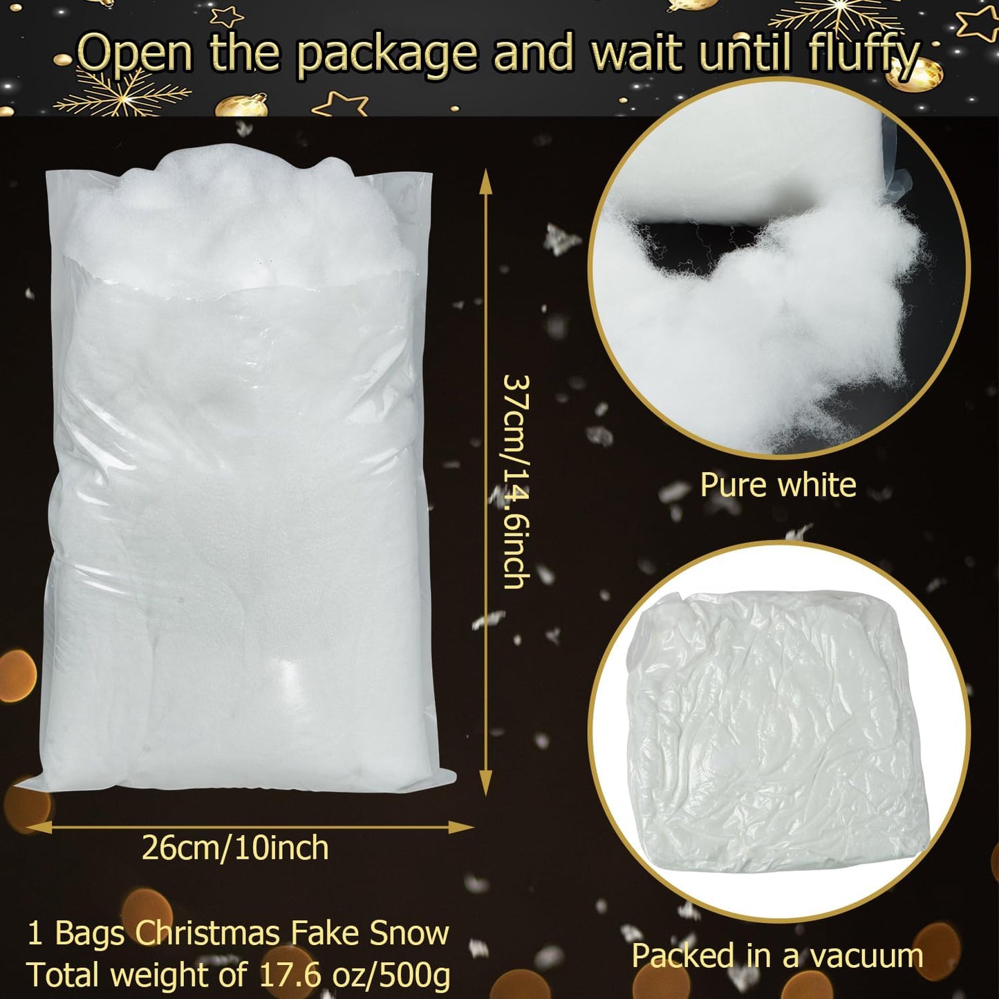 Skiennix Christmas Fake Snow Decoration - 17 OZ Fluffy Artificial Cotton for Winter Village Decor
