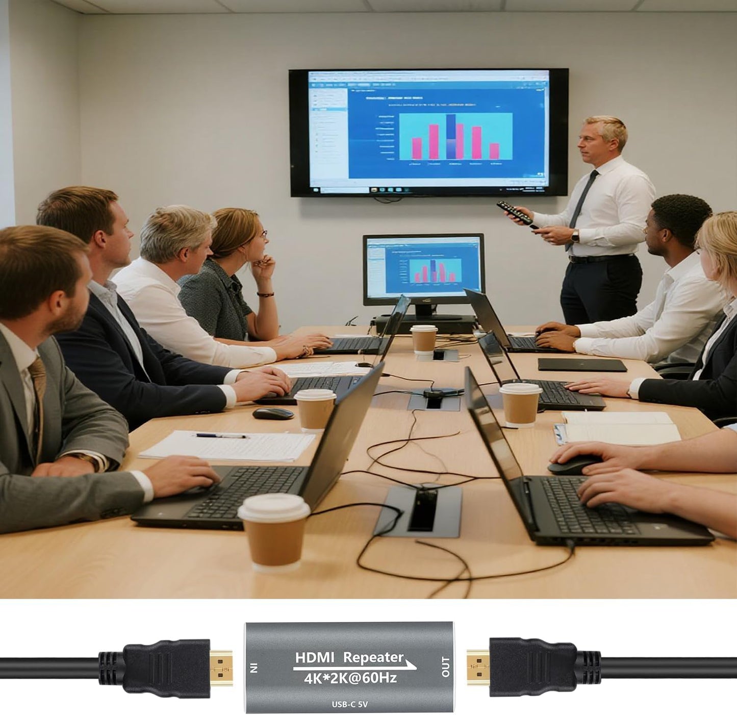 Sitechylor 4K 60Hz 2.0 TV/Laptop/PS4/DVD, HDMI Repeater hdmi Signal Booster Amplifier Extender with Power Required