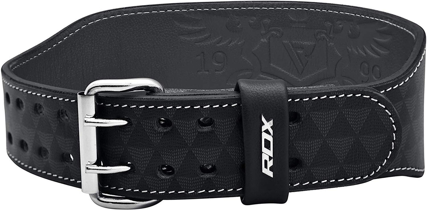 RDX Weight Lifting Belt Nappa Leather, 4” Padded Lumbar Back Support, 11 Adjustable Holes, Bodybuilding Training, Powerlifting Deadlifts Workout Squats Exercise, Home Gym Fitness Equipment