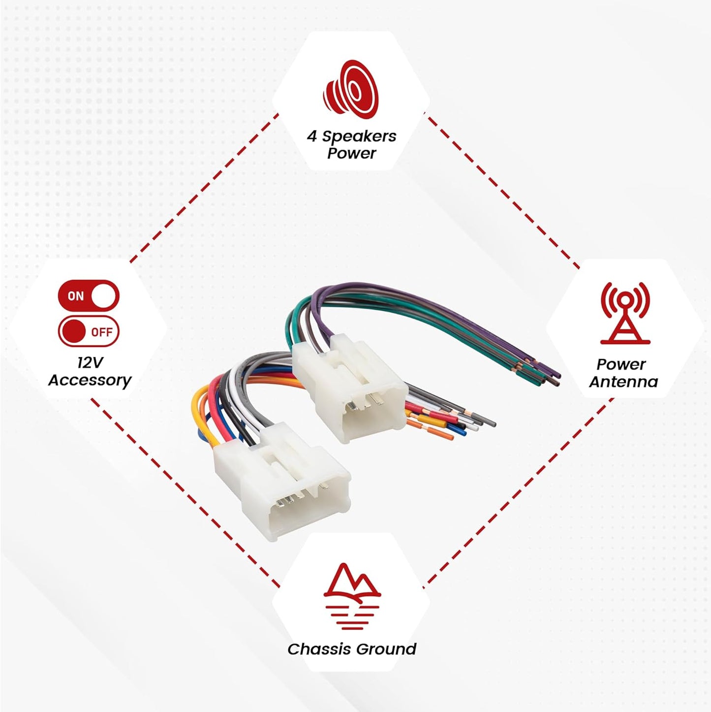 RAV4 1987-2019 RED WOLF Radio Wiring Harness Connector Select for Toyota Camry Corolla Prius Mount Aftermarket Car