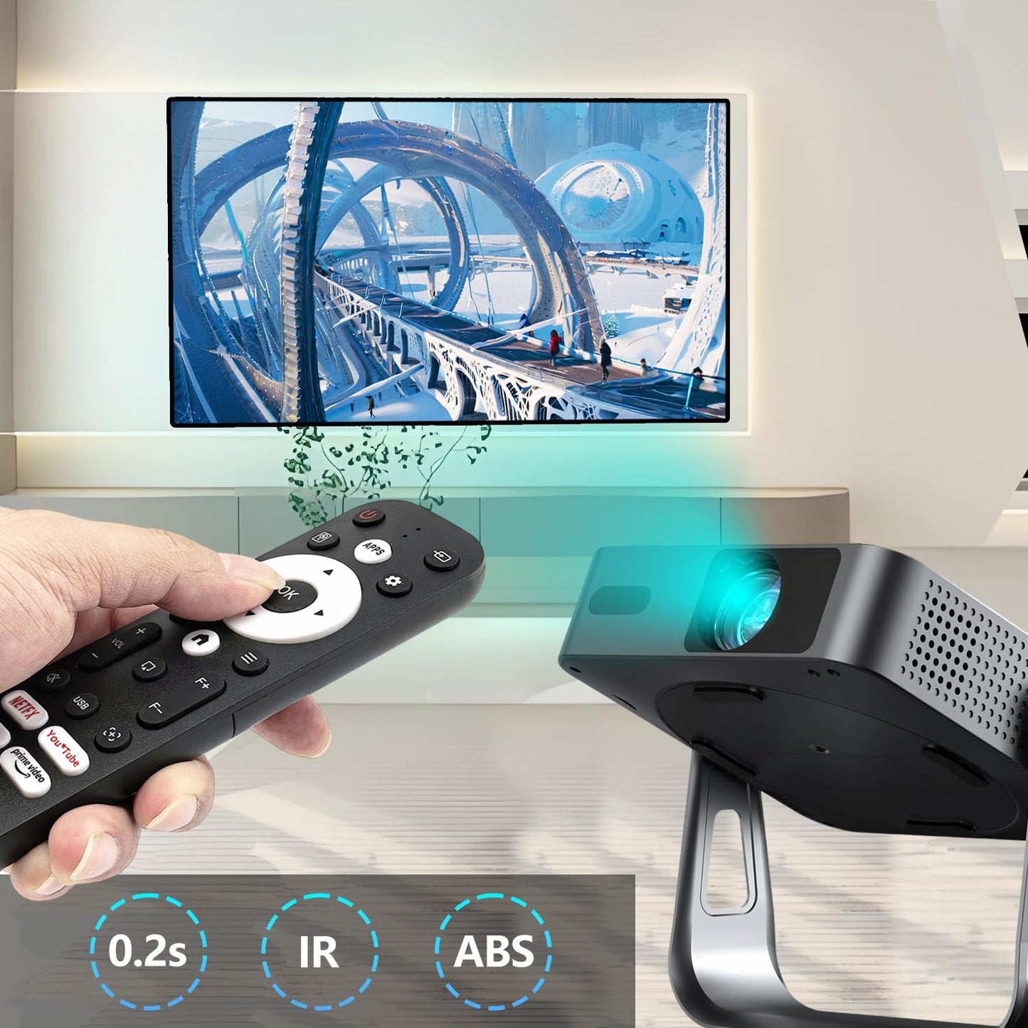 Molgoc Q5 Replacement Remote Contral for Mini Projector,Compatible with VOPLLS Portable Projector.