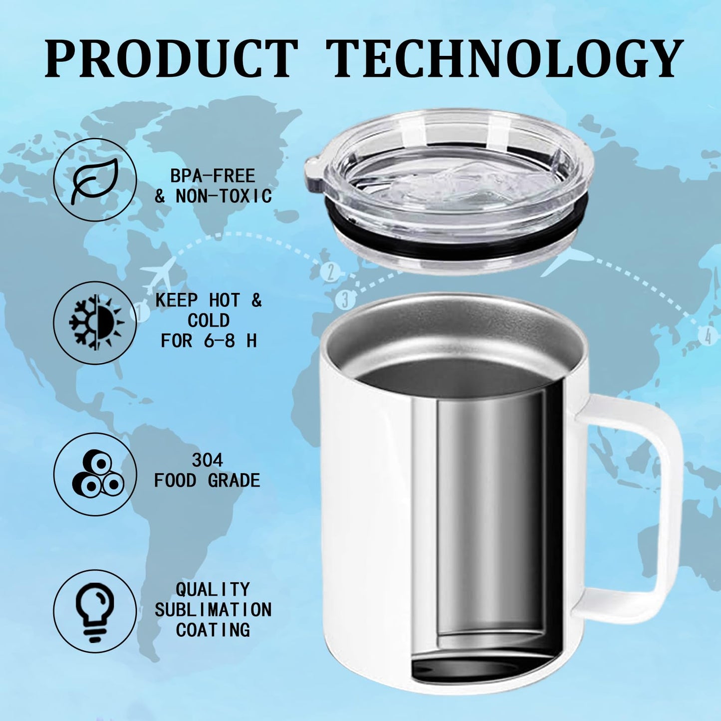 Lilsofee 25 Pack 12 oz Sublimation Mugs with Handle and Lid Straw Stainless Steel Blank Tumbler Coffee Mug Double Vacuum Insulation Heat Press Transfer Printing DIY Cups