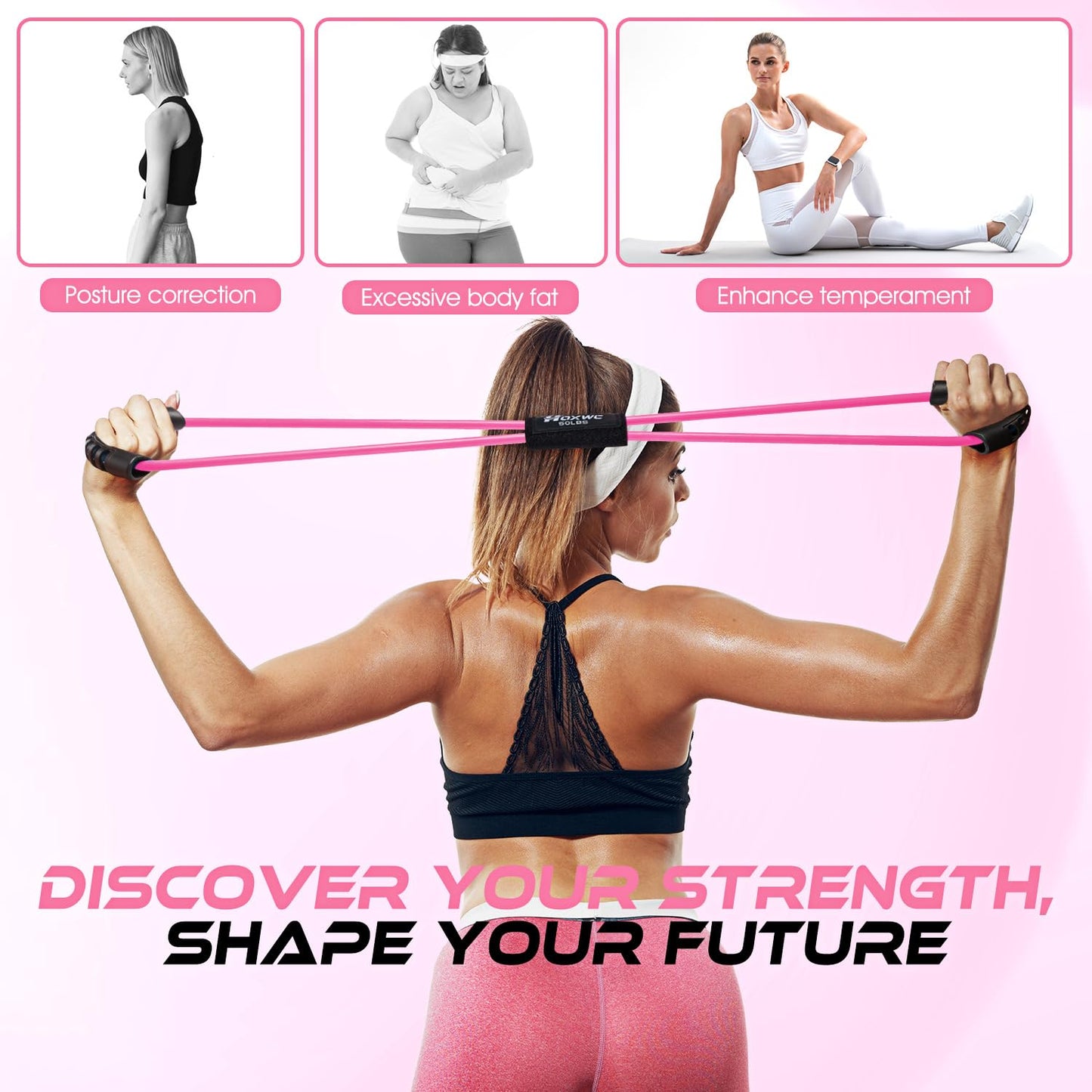 HOXWC Resistance Bands, Figure 8 Exercise Bands for Back, 8 Shaped Resistance Bands for Arms, Shoulder, Leg Stretching, Physical Therapy, Yoga, Pilates, Home Gym Workout Equipment for Women Men