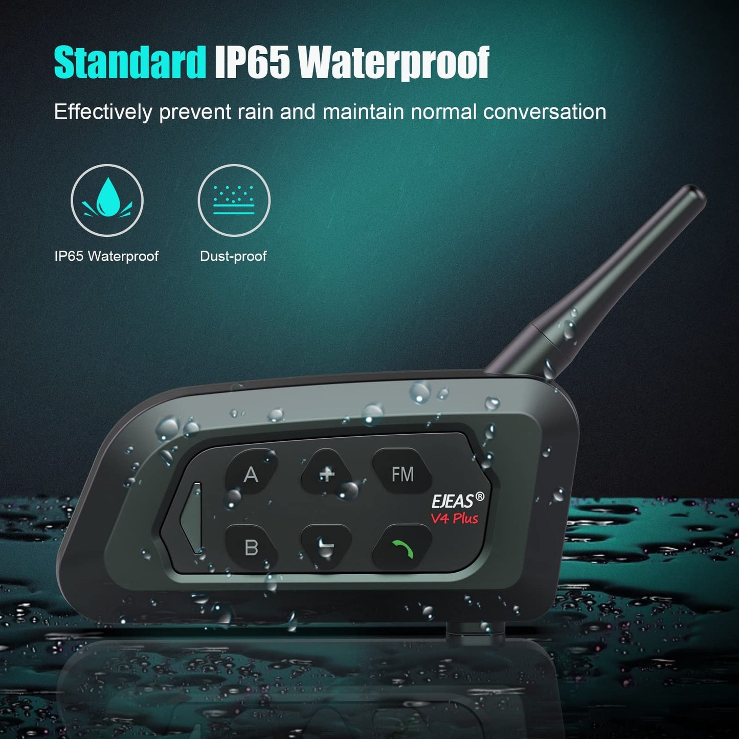 EJEAS V4C Plus Professional Referee Intercom, Bluetooth 5.1 Referee Communication System with FM Radio Function for Football and Handball Sports, Support 2 to 4 People Group Talking (2 Pack)