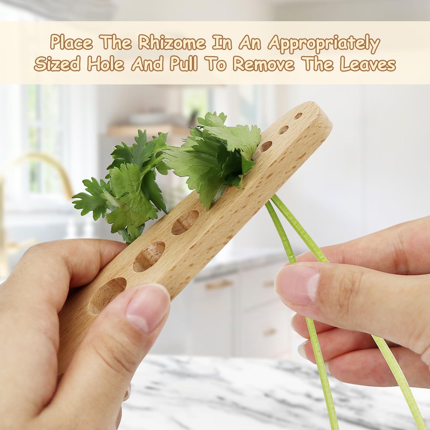 Herb Stripper Wooden Vegetable Leaf Remover Rustic Safe Kitchen Tool Cooking Gifts for Chefs and Housewives (Wooden)
