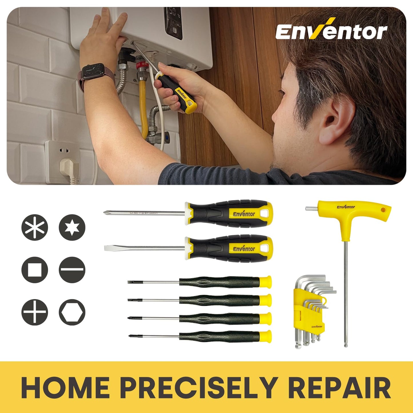 ENVENTOR 1-1/4 Inch SDS-Plus 12.5A Heavy Duty Rotary Hammer Drill for Concrete Stone & Home Tool Kit 220 Pcs