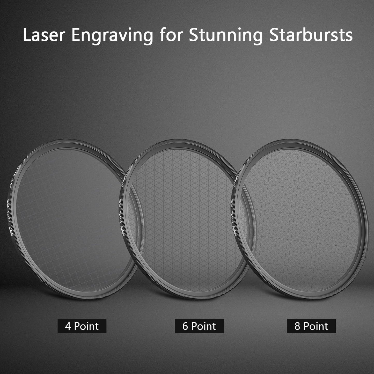 ARTCISE 4+6+8 Set (58mm) Star Filter Kit: Point Cross Screen Lens Filters with Pouch for DSLR/Mirrorless Cameras