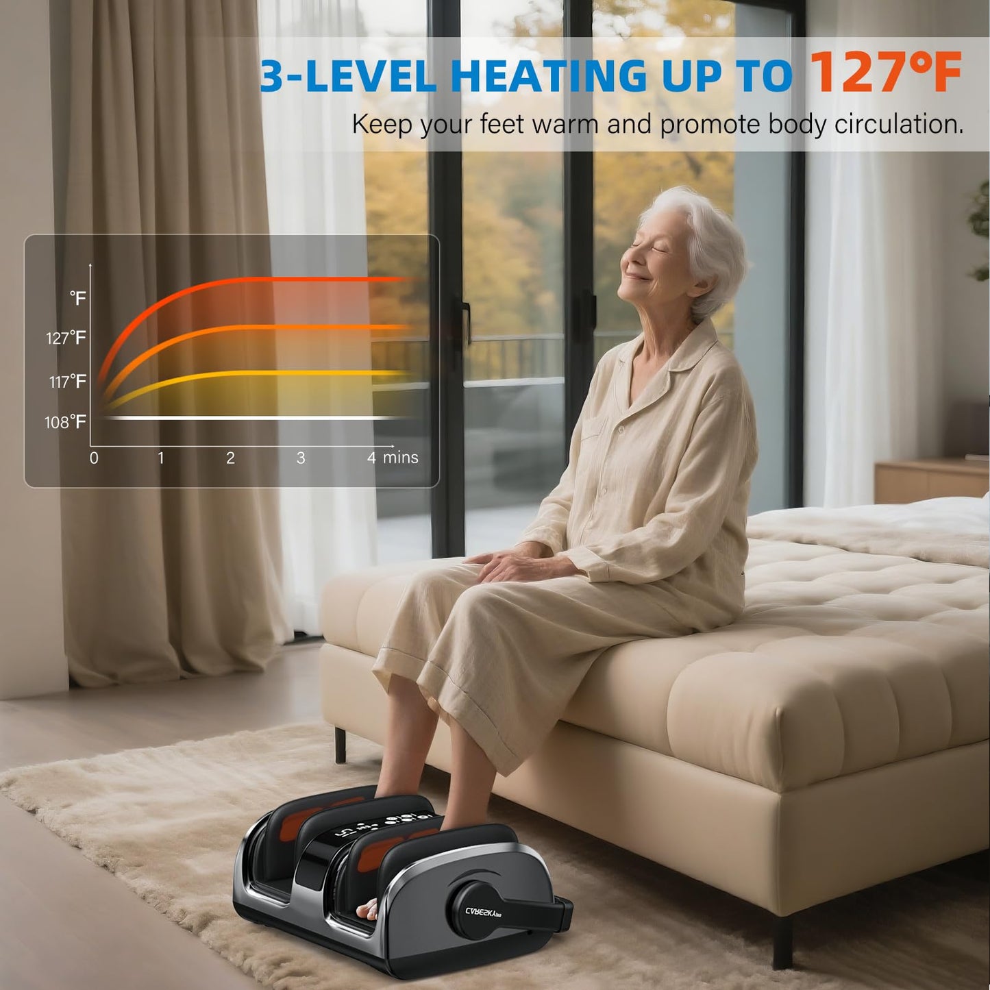CARESKYpro HSA Eligible FSA Shiatsu Foot Massager with Heat for Neuropathy and Pain Relief, 3 Heat Therapy, 5 Intensity Deep Kneading, Rolling for Calf-Feet-Arm Relaxation, Plantar Fasciitis