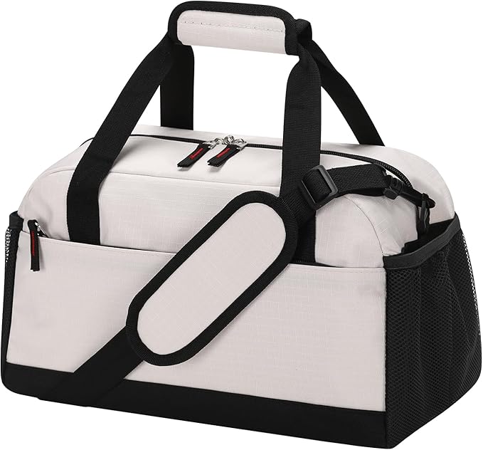 Small Gym Bag with Wet Pocket - 14 inch Mini Duffle Bag for Men & Women Lightweight Carry On Bag for Travel Sport - Beige