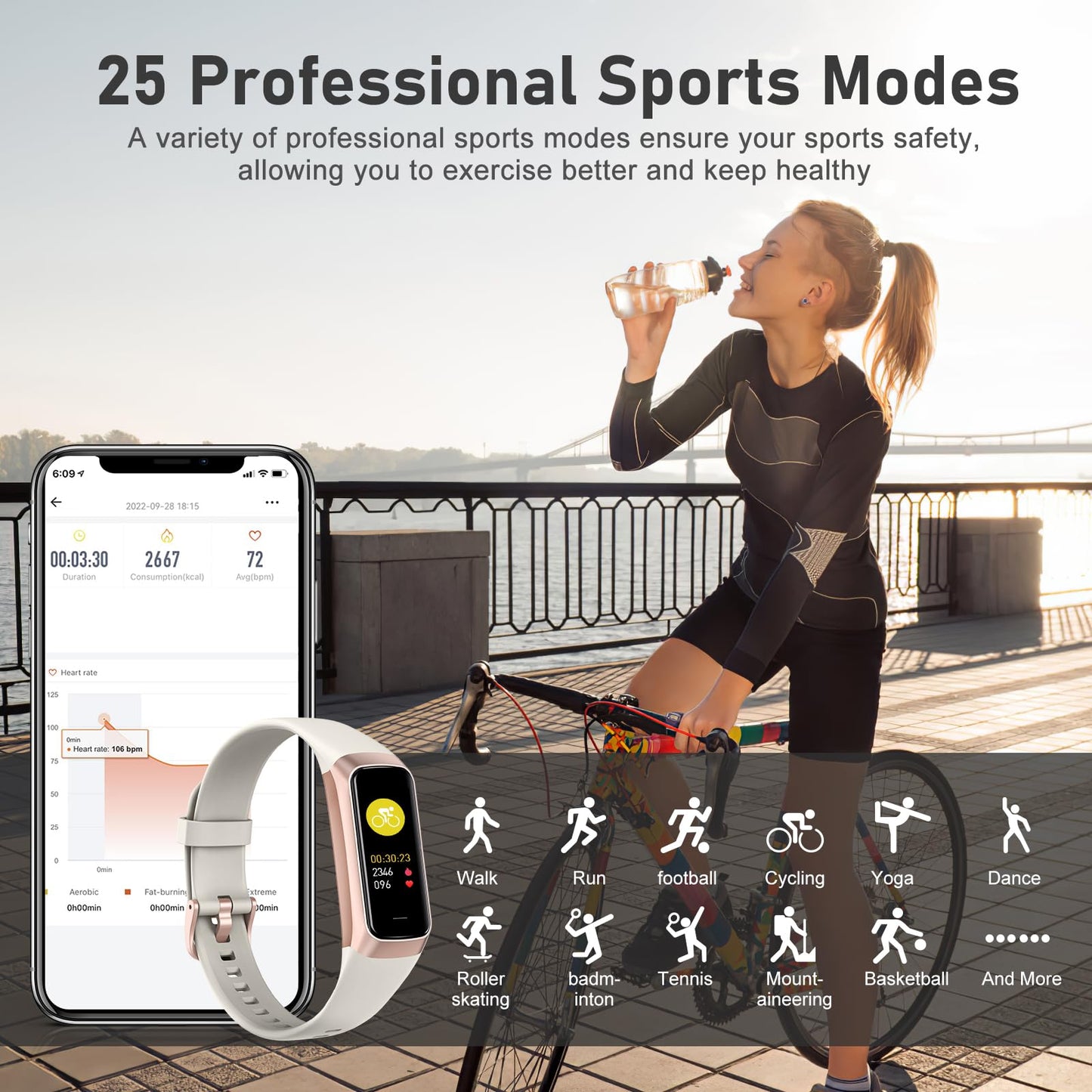 ST-CARE Fitness Tracker with Step Counter/Calories/Stopwatch, Activity Tracker, Health Tracker with Heart Rate Monitor, Sleep Tracker