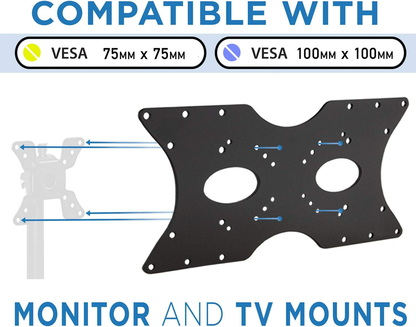 Mount-It! 50x50 75x75 100x100 200x100 200x200 400x200mm, 32"55" Steel VESA Adapter Plate Bracket, Conversion Kit for TV