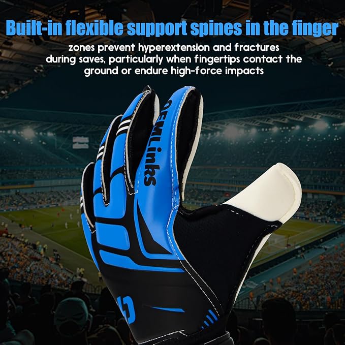 Youth&Adult Goalie Goalkeeper Gloves with Finger Protection Breathable Soccer Gloves with Strong Grips，6 Colors，Sizes 7-10