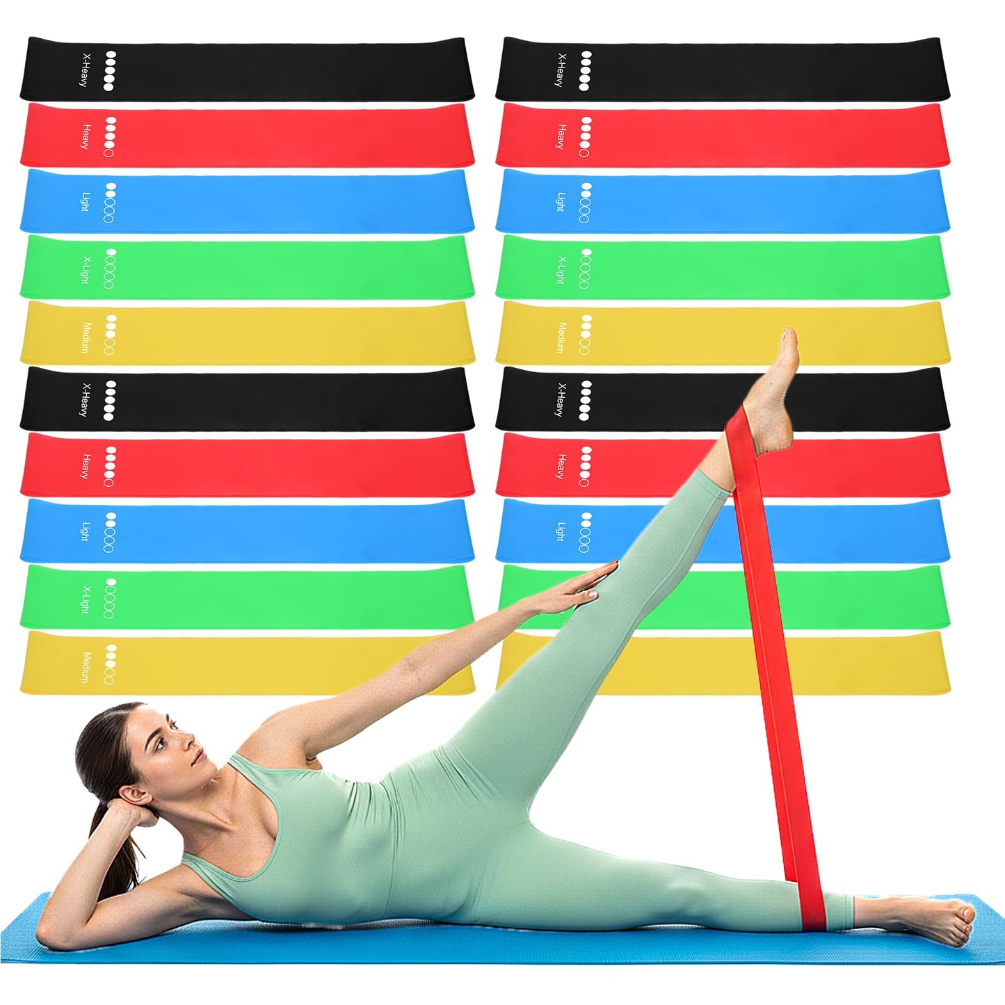 20 Pcs Resistance Bands for Women Men 10-50 Lbs 5 Different Resistance Levels Loop Exercise Bands for Leg Working Gym