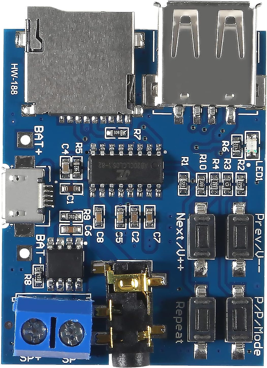 Coliao 8pcs MP3 5V Decoder Player Module TF Card U Disk Play with Audio Amplifier Audio Decoding Player Module Micro