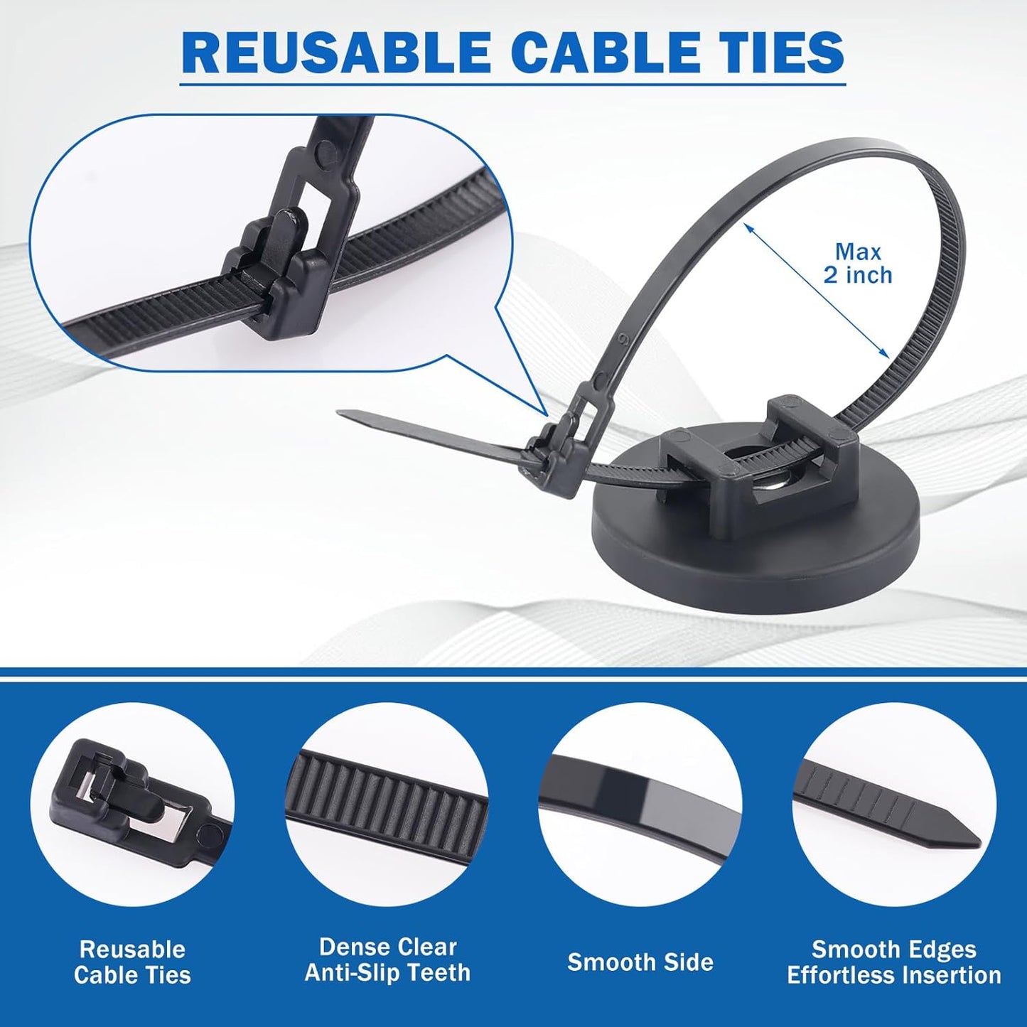 15 50 20 Organization(43mm 85 Magnetic Cable Zip Tie Mounts, Pcs Heavy Duty Magnet Wire Holder Automotive Multipurpose