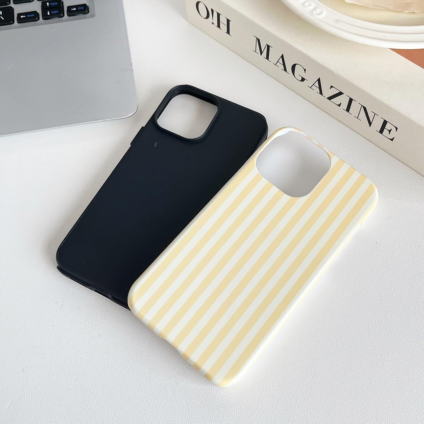 CHEDEMK 15 15 6.1"- Compatible with iPhone Case, Cute Fashion Aesthetic Striped Pattern Cover for Women, Shockproof