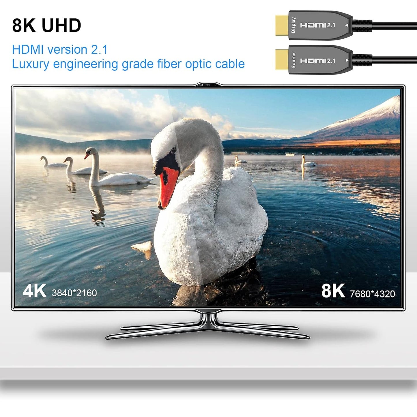 LAiDEWEiSi 8K 2.1 48Gbps 8K60Hz/4K144Hz 3D Dolby PS5, 4K/8K (32ft/10m) Fiber Optic HDMI Active Optical Cable