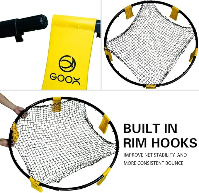 GOOX Outdoor Beach Ball Games with Carrying Bag, 3 Balls, Net and Strip Light (ONLY for Light Up Set)- Roundnet Game Set for Family - Played Outdoors, Indoors, Beach, Lawn, Yard and Park