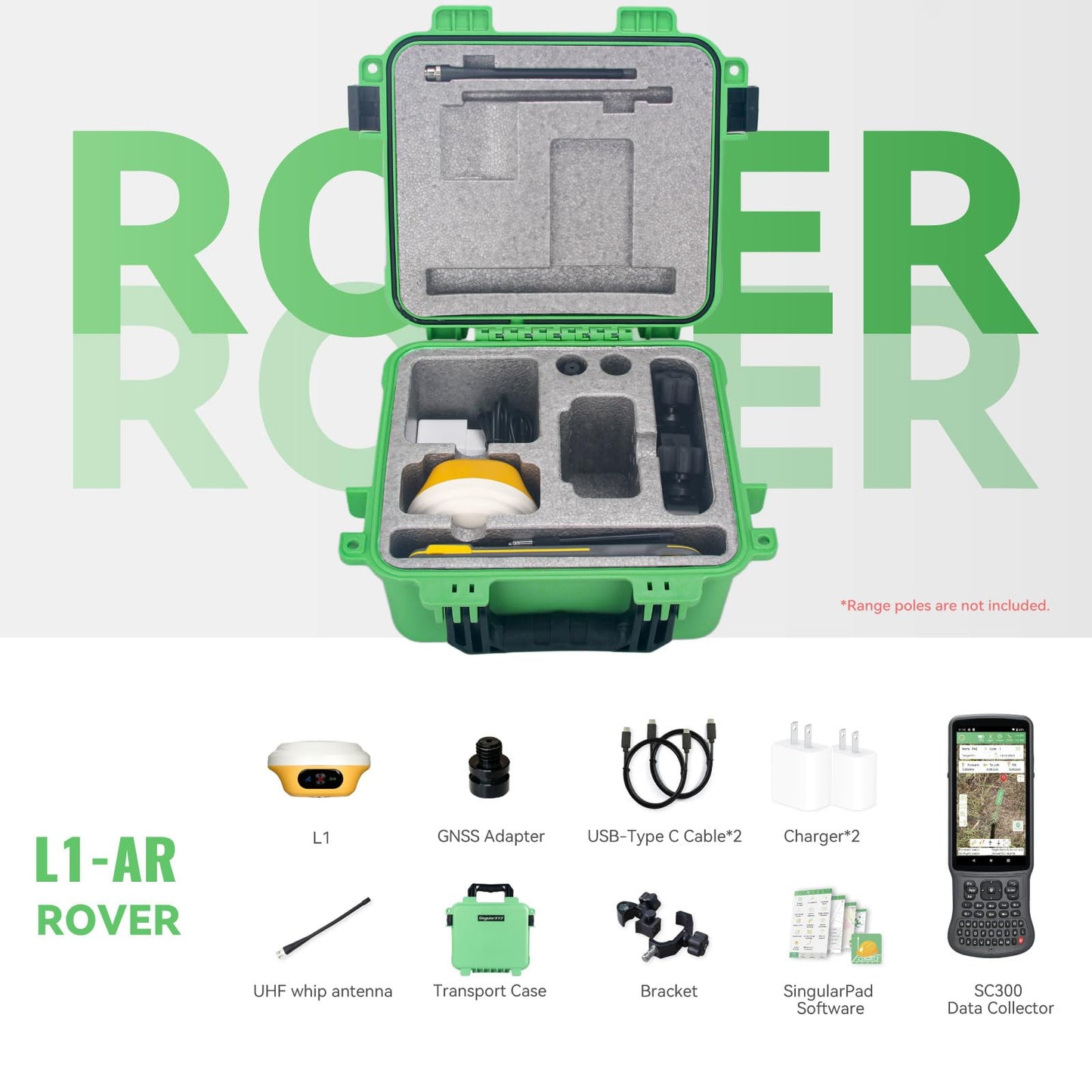 L1-AR GNSS RTK Rover – AR+ GNSS, GPS RTK Handheld Collector with Software & Visual Stakeout, Global Shutter with 2 MP, 2cm Accuracy, 15km UHF, 120° Tilt Survey | Professional Support