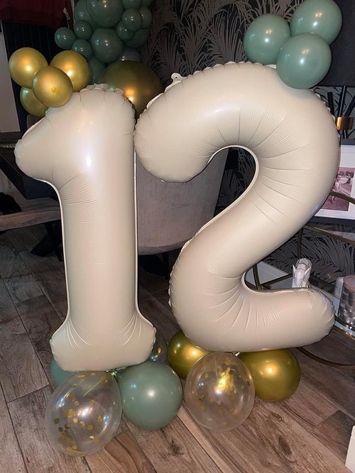 10 Balloons Number - 10th Birthday Decorations for Boys & Girls | 40-Inch Cream Balloons for Celebrations