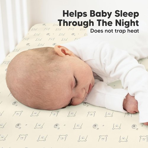KeaBabies Organic Crib Sheets - 2-Pack Fitted Jersey Cotton for Boys & Girls | Soft & Breathable 52x28" Bumble Bear Prints