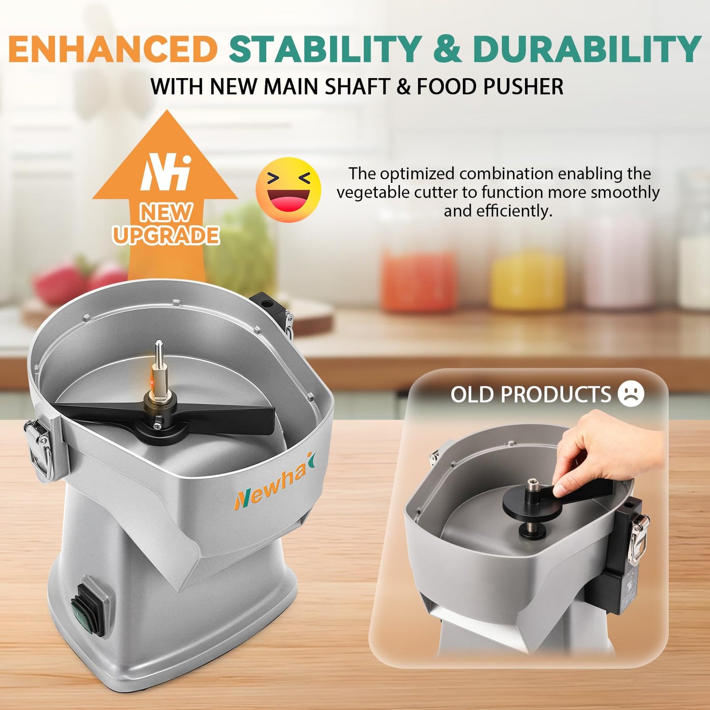 Newhai Upgraded 4 In 1 Electric Vegetable Dicer Slicer Shredder Strip Cutter Commercial Vegetable & Fruit Chopper Multifunctional Automatic Veggie Cutter for Onion Potato Cabbage Lemon, 200W, 110V