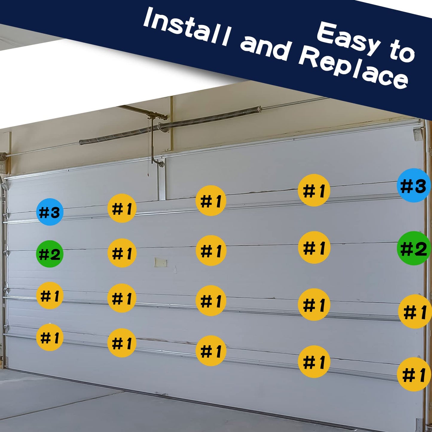 Lounsweer 117 Pcs Garage Door Rollers Hinges Set Bracket Screw Wire Rope Replacement Parts Nylon Garage Wheels Quiet High Load 6200RS Seal Roller Hardware Tune Up Kit for 16 x 7", 18 x 7" Door (Blue)