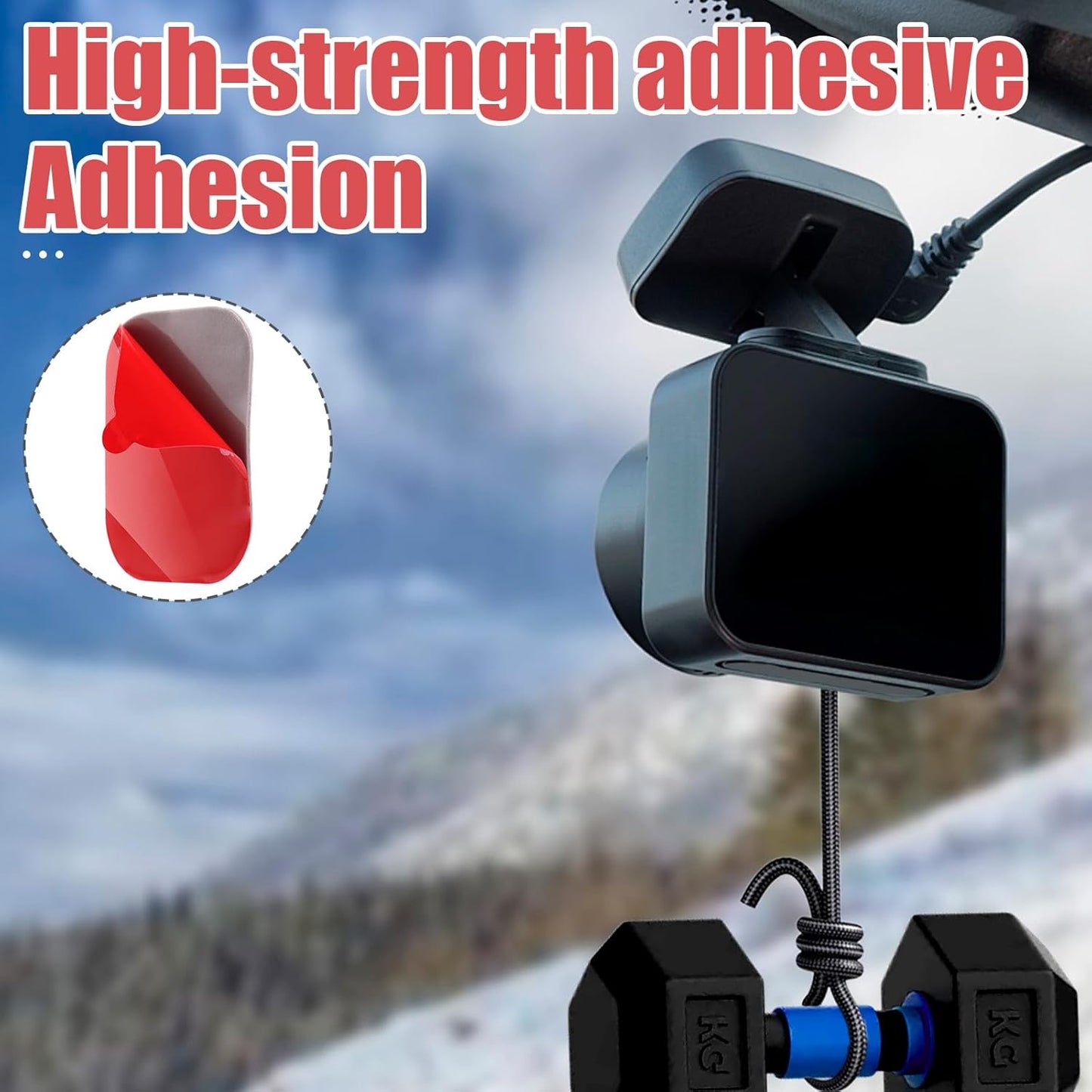 lasuroa 10pcs Dash Cam Adhesive Pad, Heat-Resistant Square Windshield Sticky Pads with Electrostatic Film Double-Sided