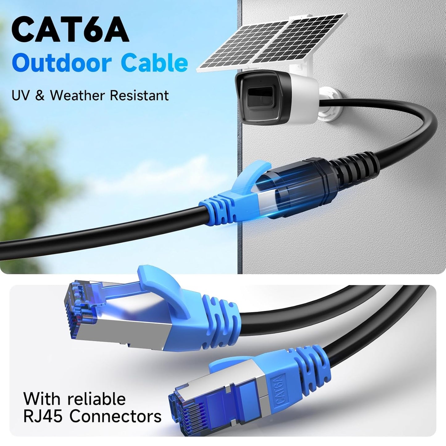 Veigrvy Cat6A 100 23AWG 550MHz CAT6A 20 Outdoor Ethernet Cable ft Supports POE, High-Speed Cable Direct Burial