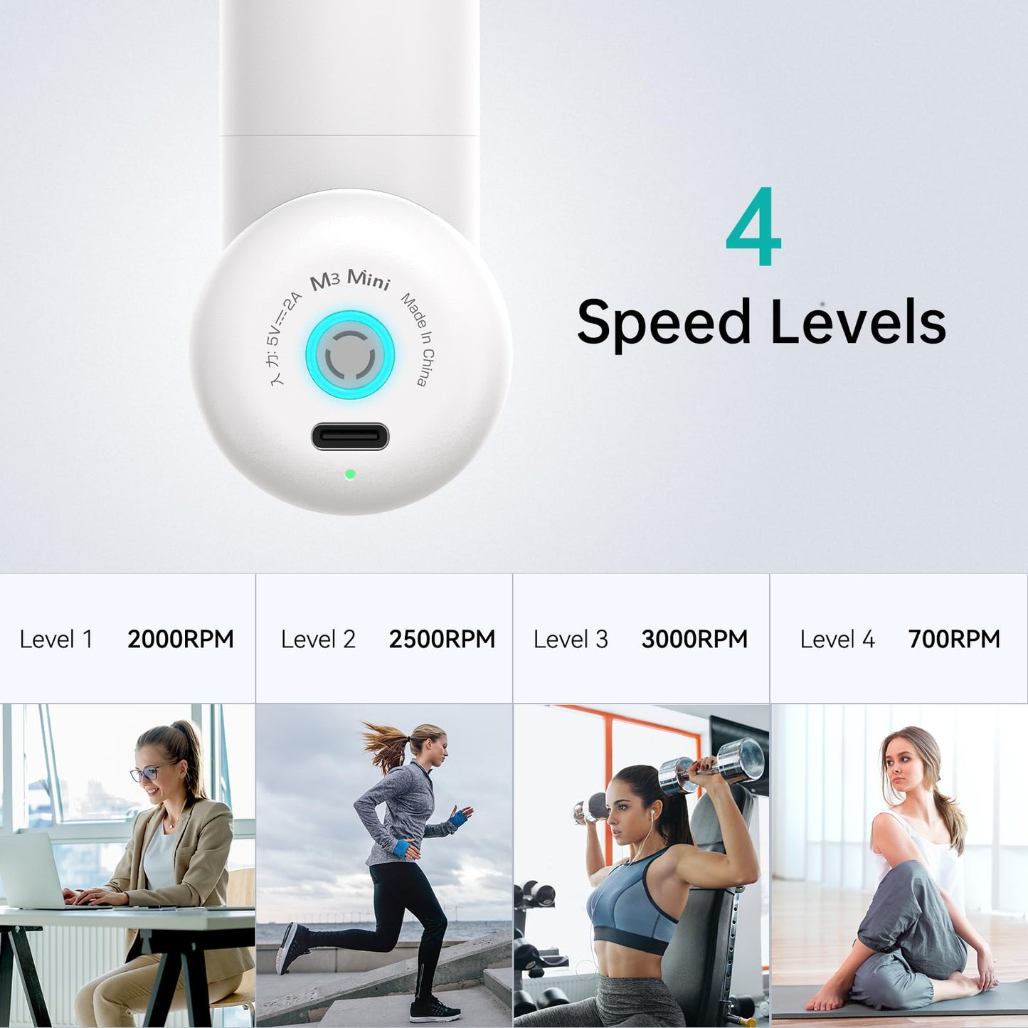 Opove M3 Mini Massage Gun for Back Pain Relief, with Facial Mode, 7mm Amplitude, 4 Vibration Levels Ultralight Portable and Rechargeable Fascia Gun Active Recovery Women Presents