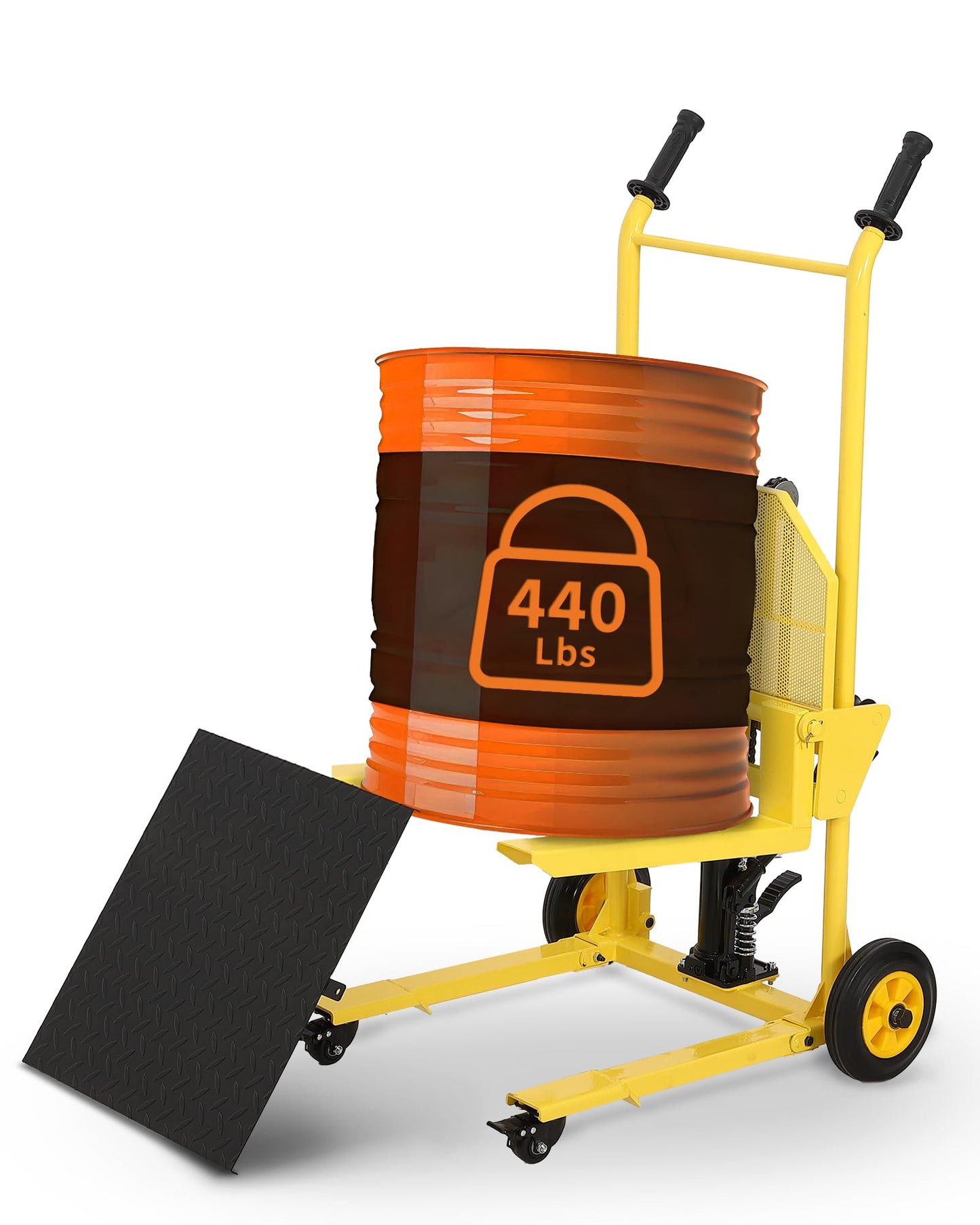 Hydraulic Material Lift with Steel Platform Board, 440lbs Capacity Pallet Truck Dolly, Lift Table, 36" Max Lift Winch Stacker, Multifunctional Hydraulic Hand Truck Fork Lift, Adjustable Forks