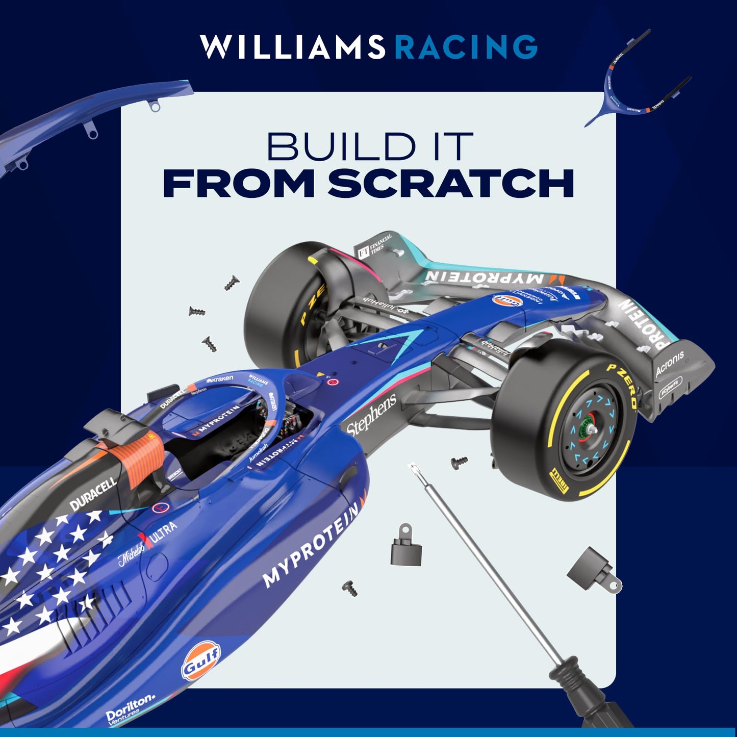 LUPPA Formula 1 FW45 Model kit - 1:18 Scale Racing F1 FW45 Model Inspired by Alexander Albon & Logan Sargeant l Building kit, Collectible diecast, 140 Pieces