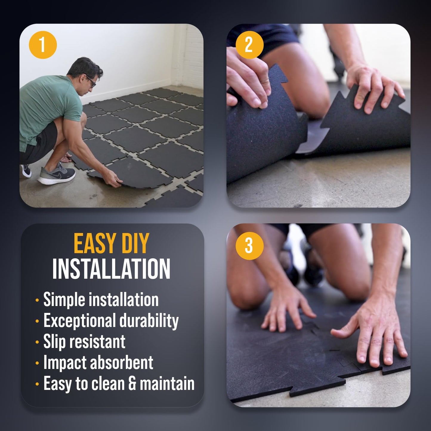 Rubber King 10 Piece Interlocking Tiles 19" x 19" x 6mm - 100% Recycled Rubber Gym Floor Tiles, Exercise Mat for Home Gym, Anti-Slip Low-Odor Interlocking Puzzle Floor Tiles - 23.5sq ft - Grey