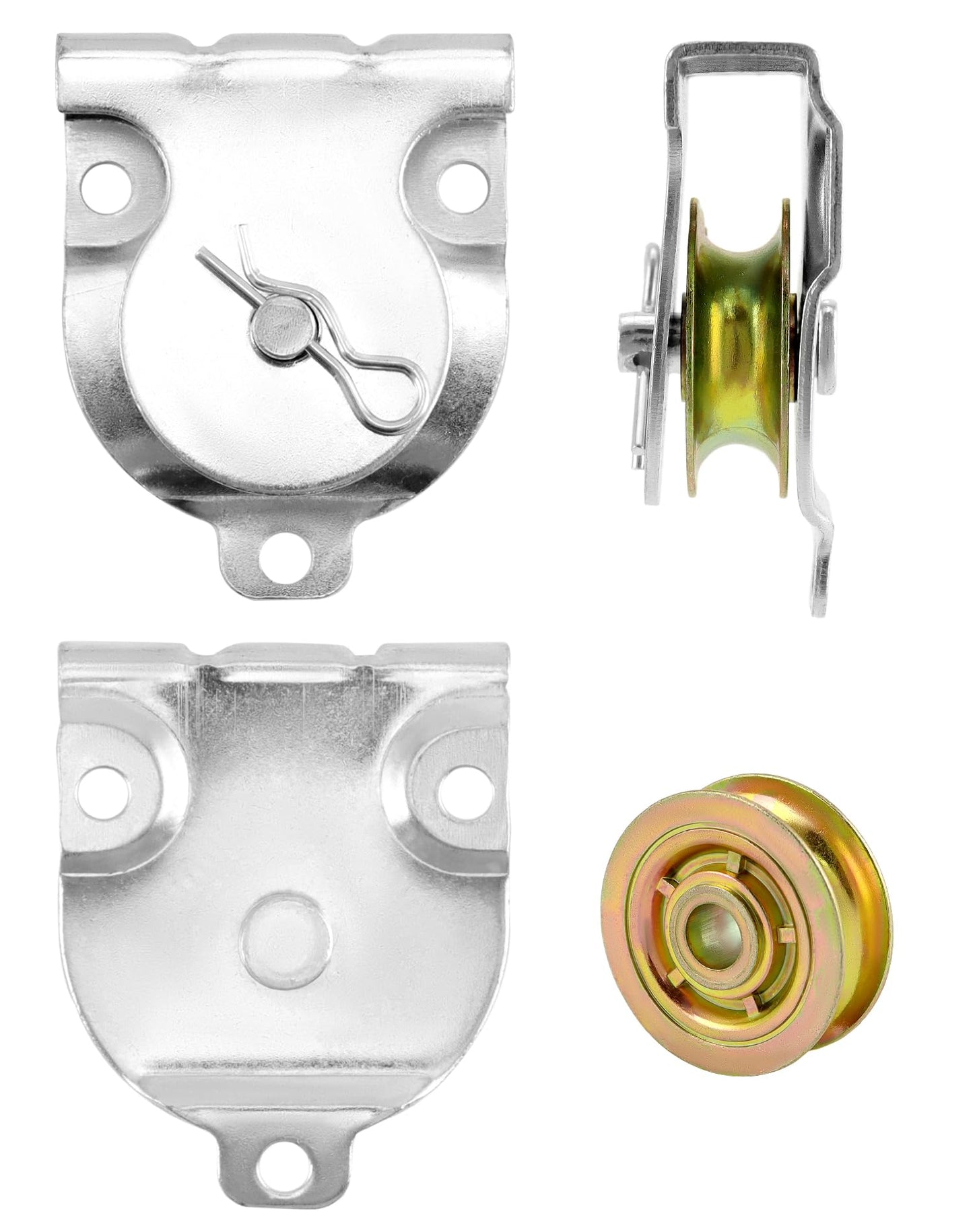 QWORK Wall Mount Pulleys, 6 Pcs 1-1/2" Ceiling Mount Single Pulley V-Groove Pulley Hardware Accessories for 3/8" Wire or Rope, Working Load 420 Lbs