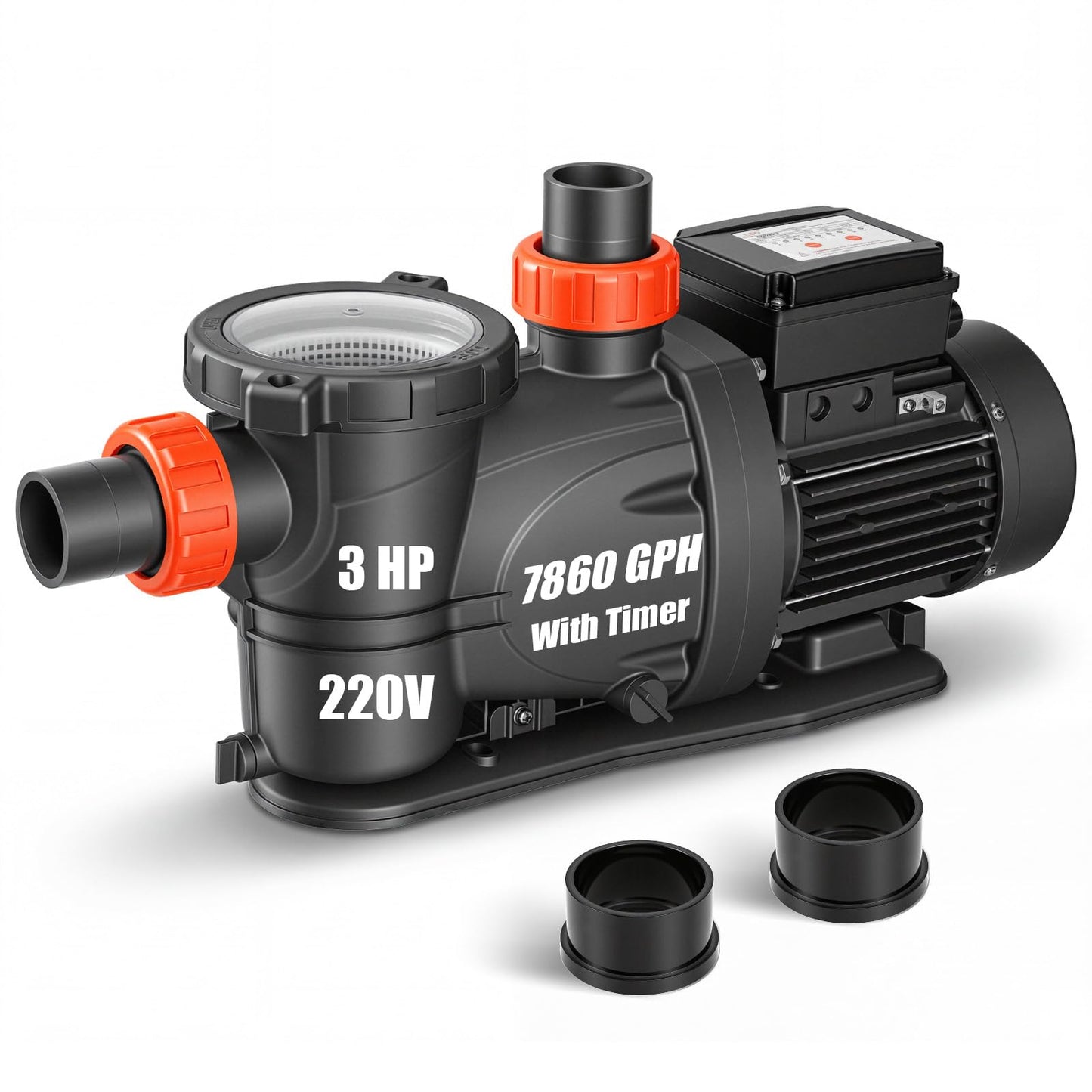 LEO In/Above Ground Pool Pump High Flow Powerful Self Priming Pool Pump,Light Black