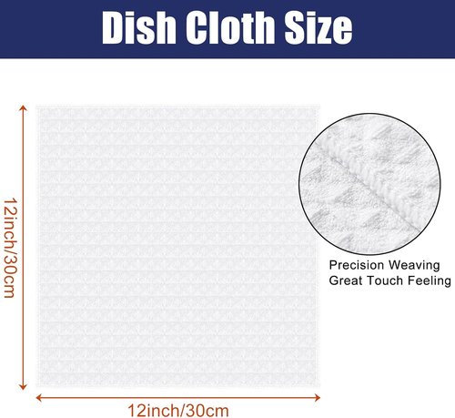Homaxy Microfiber Dish Cloths - Ultra Absorbent Waffle Weave | 12x12 Inch, 6 Pack, White