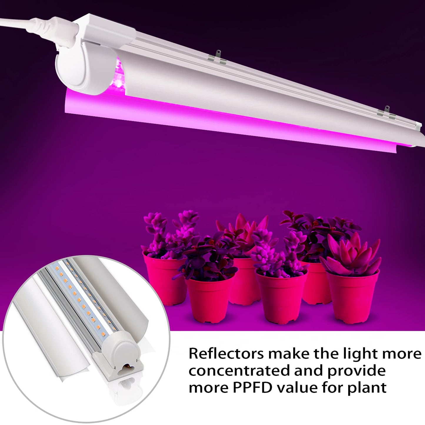 VShape 8 Pack LED Grow Light 4FT, Upgrade 336W(8×42W) High Intensity Full Spectrum Indoor Grow Lights with High PPFD Value, T8 Grow Lights for Indoor Plants, Seed Starting, Succulent, Vegetables