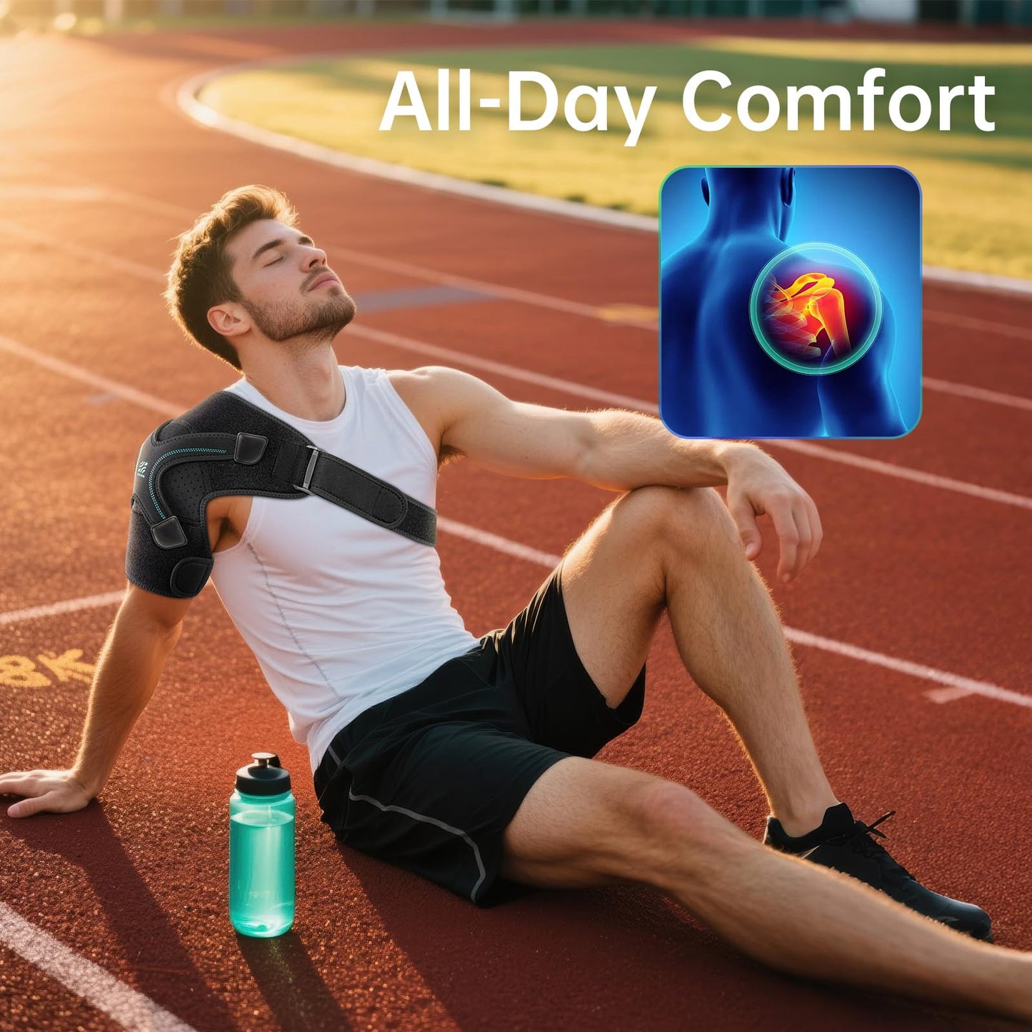 Shoulder Brace, Rotator Cuff Support and Arm Sling for Pain Relief & Injury Recovery, Breathable Compression Sleeve for Strain & Dislocation Prevention, Adjustable for Left and Right Arm, Men & Women