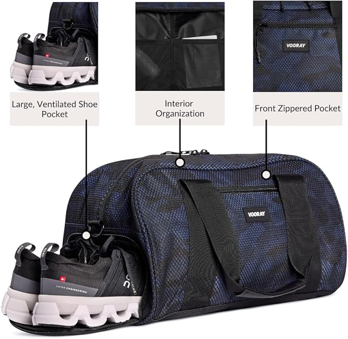 Vooray Burner Gym Duffel Bag, Gym Bag for Women and Men with Shoe Compartment, Weekender, Overnight & Travel Duffel for Sports and Workout
